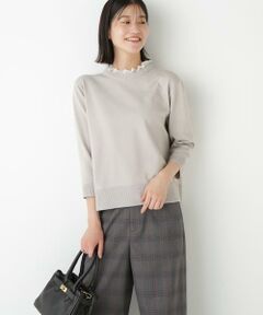 human woman / ヒューマンウーマン ニット・セーター | ◆綿ポリエステル取外し衿付プルオーバー