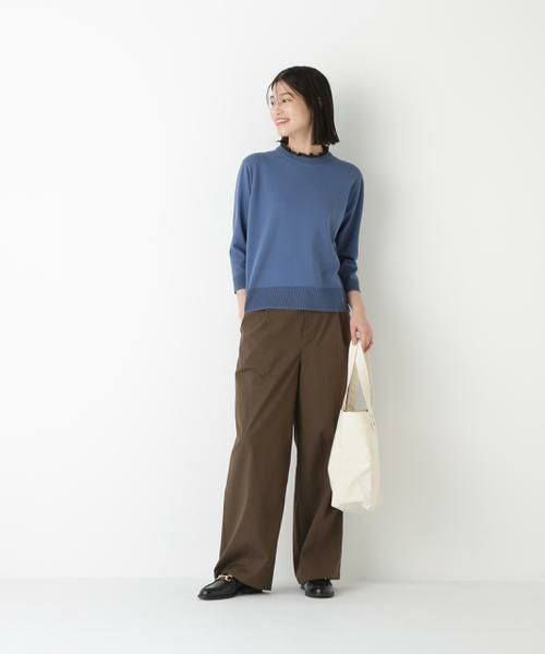 human woman / ヒューマンウーマン ニット・セーター | ◆綿ポリエステル取外し衿付プルオーバー | 詳細3