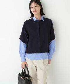 human woman / ヒューマンウーマン ニット・セーター | ◆綿ナイロンブークレ半袖カーディガン