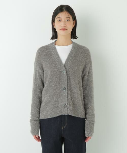 human woman / ヒューマンウーマン ニット・セーター | ◆ラメシャギーＶネックカーディガン | 詳細4