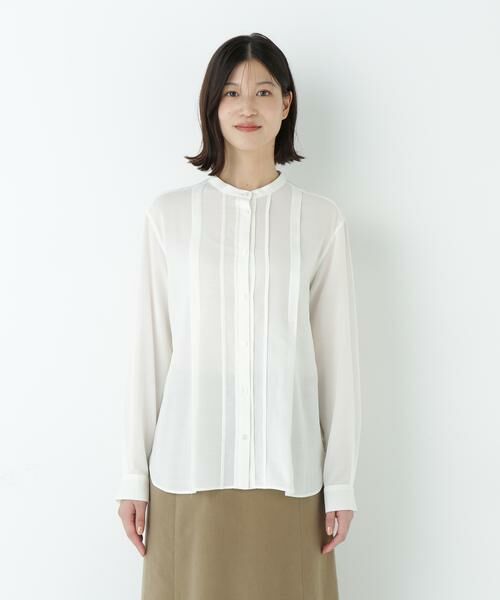 human woman / ヒューマンウーマン シャツ・ブラウス | ◆コットンジョーゼットボイルバンドシャツブラウス | 詳細3