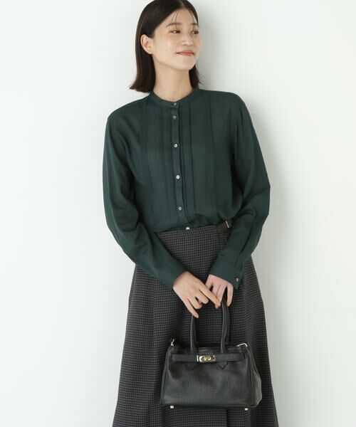 human woman / ヒューマンウーマン シャツ・ブラウス | ◆コットンジョーゼットボイルバンドシャツブラウス | 詳細7