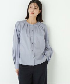 human woman / ヒューマンウーマン シャツ・ブラウス | ◆ノーカラータックブラウス