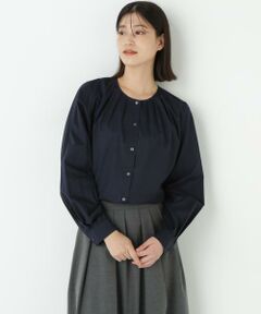 human woman / ヒューマンウーマン シャツ・ブラウス | ◆ノーカラータックブラウス