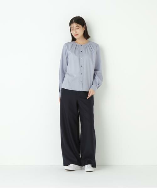 human woman / ヒューマンウーマン シャツ・ブラウス | ◆ノーカラータックブラウス | 詳細2