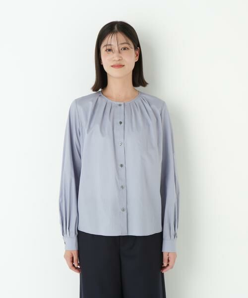 human woman / ヒューマンウーマン シャツ・ブラウス | ◆ノーカラータックブラウス | 詳細3