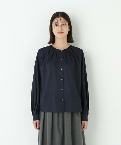 human woman / ヒューマンウーマン シャツ・ブラウス | ◆ノーカラータックブラウス | 詳細13