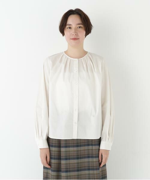 human woman / ヒューマンウーマン シャツ・ブラウス | ◆ノーカラータックブラウス | 詳細18