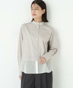 human woman / ヒューマンウーマン シャツ・ブラウス | ◆シアーヘムドッキングハイネックブラウス