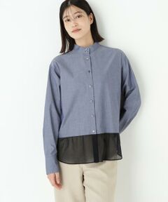 human woman / ヒューマンウーマン シャツ・ブラウス | ◆シアーヘムドッキングハイネックブラウス