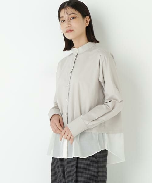 human woman / ヒューマンウーマン シャツ・ブラウス | ◆シアーヘムドッキングハイネックブラウス | 詳細2
