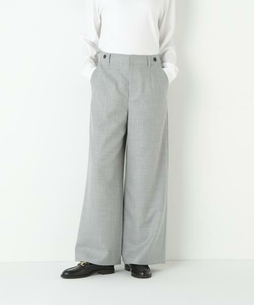 human woman/ヒューマンウーマン ◆ライトフラノウォッシャブルセミワイドパンツ トップグレー LL human woman/ヒューマンウーマン ◆ライトフラノウォッシャブルセミワイドパンツ トップグレー LL