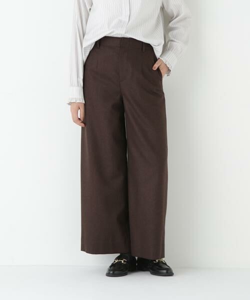 human woman/ヒューマンウーマン ◆ライトフラノウォッシャブルセミワイドパンツ トップブラウン LL human woman/ヒューマンウーマン ◆ライトフラノウォッシャブルセミワイドパンツ トップブラウン LL
