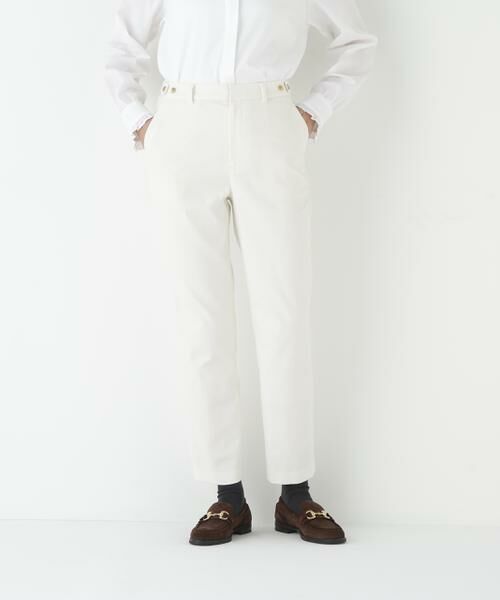 human woman/ヒューマンウーマン ◆ピケスエードスリムストレートパンツ ホワイト L human woman/ヒューマンウーマン ◆ピケスエードスリムストレートパンツ ホワイト L