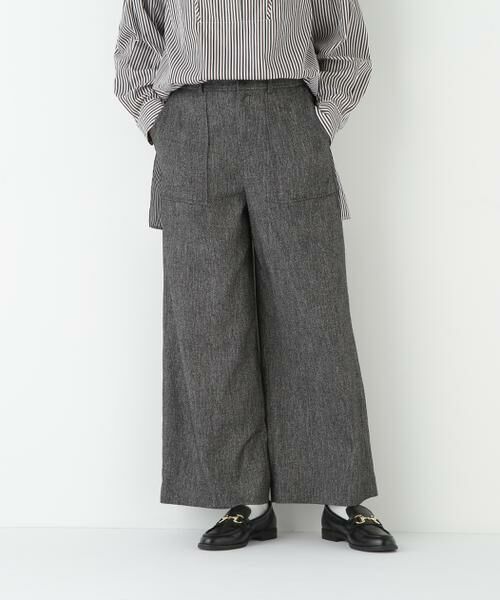 human woman/ヒューマンウーマン ◆シルクネップツイルツィードベイカーセミワイドパンツ ブラック S human woman/ヒューマンウーマン ◆シルクネップツイルツィードベイカーセミワイドパンツ ブラック S