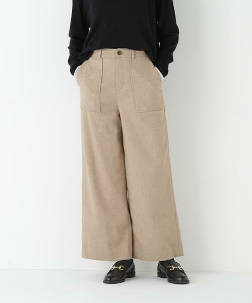 human woman / ヒューマンウーマン パンツ | ◆シルクネップツイルツィードベイカーセミワイドパンツ(ベージュ)
