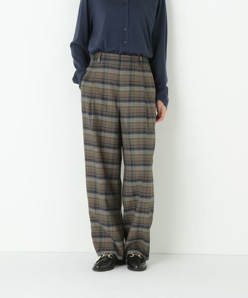 human woman/ヒューマンウーマン ◆先染めチェックタックセミワイドパンツ グリーンチェック3 M human woman/ヒューマンウーマン ◆先染めチェックタックセミワイドパンツ グリーンチェック3 M