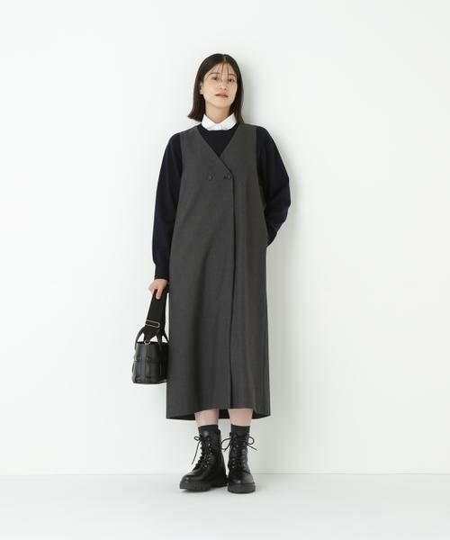 human woman / ヒューマンウーマン ワンピース | ◆TRストレッチVネックジャンスカ | 詳細2