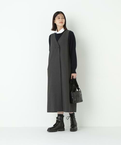 human woman / ヒューマンウーマン ワンピース | ◆TRストレッチVネックジャンスカ(ブラック3)