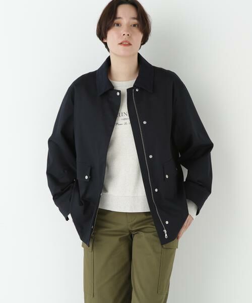 human woman/ヒューマンウーマン ◆コットンツイルストレッチブルゾン ネイビー×ネイビー M human woman/ヒューマンウーマン ◆コットンツイルストレッチブルゾン ネイビー×ネイビー M
