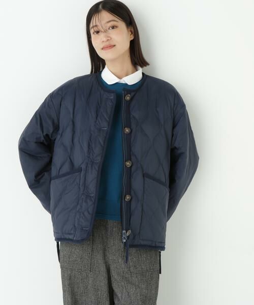 human woman / ヒューマンウーマン ブルゾン | ◆リバーシブルボアダウンブルゾン(ダークネイビー×ブラック)