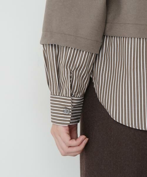 human woman / ヒューマンウーマン カットソー | ◆シャツドッキングミルドジャージープルオーバー | 詳細10