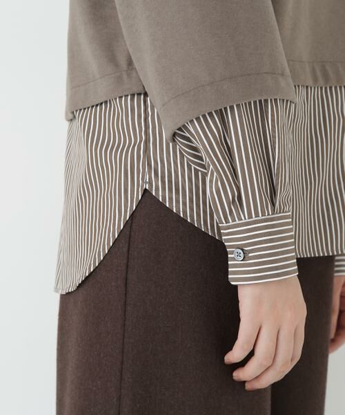 human woman / ヒューマンウーマン カットソー | ◆シャツドッキングミルドジャージープルオーバー | 詳細11