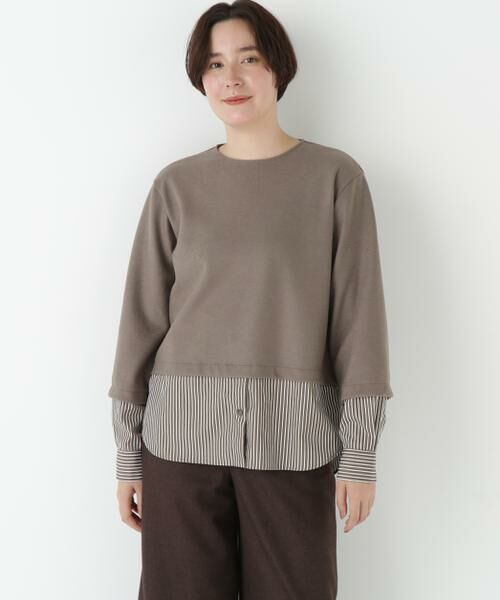 human woman / ヒューマンウーマン カットソー | ◆シャツドッキングミルドジャージープルオーバー | 詳細2