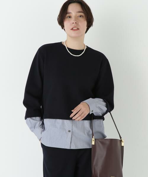 human woman / ヒューマンウーマン カットソー | ◆シャツドッキングミルドジャージープルオーバー | 詳細16