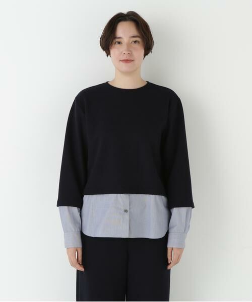 human woman / ヒューマンウーマン カットソー | ◆シャツドッキングミルドジャージープルオーバー | 詳細20