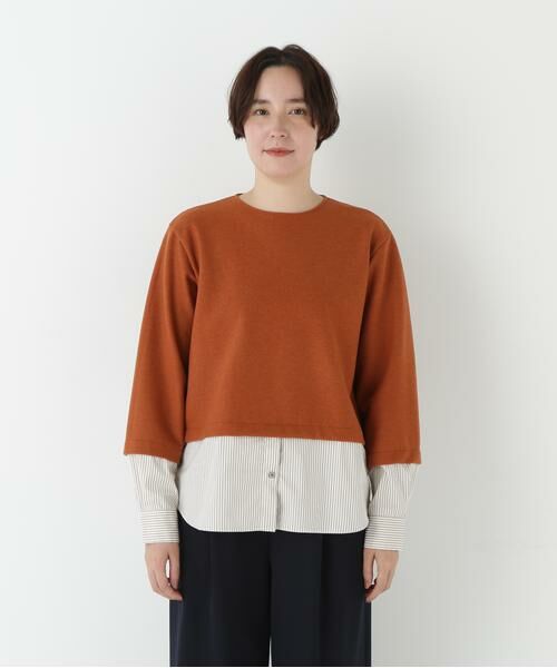 human woman / ヒューマンウーマン カットソー | ◆シャツドッキングミルドジャージープルオーバー | 詳細27