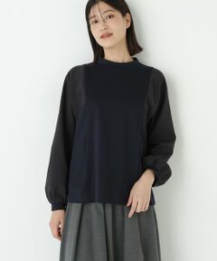 human woman / ヒューマンウーマン カットソー | ◆ポンチ異素材ドッキングプルオーバー