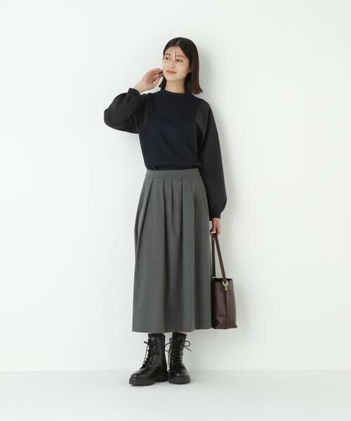 human woman / ヒューマンウーマン カットソー | ◆ポンチ異素材ドッキングプルオーバー | 詳細2