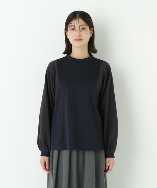 human woman / ヒューマンウーマン カットソー | ◆ポンチ異素材ドッキングプルオーバー | 詳細4