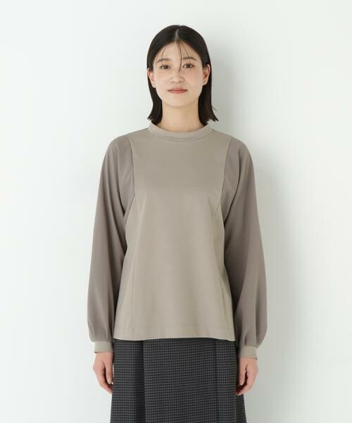 human woman / ヒューマンウーマン カットソー | ◆ポンチ異素材ドッキングプルオーバー | 詳細10