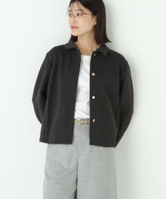 human woman / ヒューマンウーマン カットソー | ◆リブダンボールニットステンカラーカーディガン