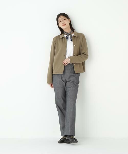 human woman / ヒューマンウーマン カットソー | ◆リブダンボールニットステンカラーカーディガン | 詳細3