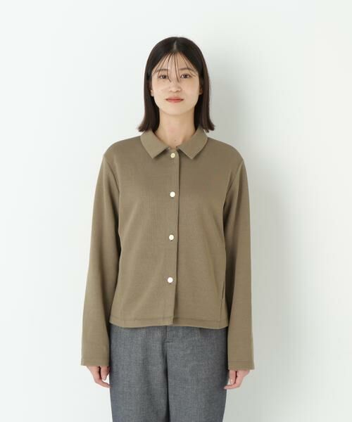 human woman / ヒューマンウーマン カットソー | ◆リブダンボールニットステンカラーカーディガン | 詳細4