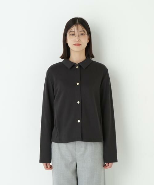 human woman / ヒューマンウーマン カットソー | ◆リブダンボールニットステンカラーカーディガン | 詳細10