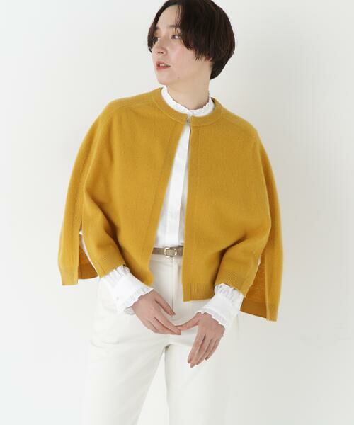 human woman/ヒューマンウーマン ◆ハイゲージウールケープニット イエロー M human woman/ヒューマンウーマン ◆ハイゲージウールケープニット イエロー M