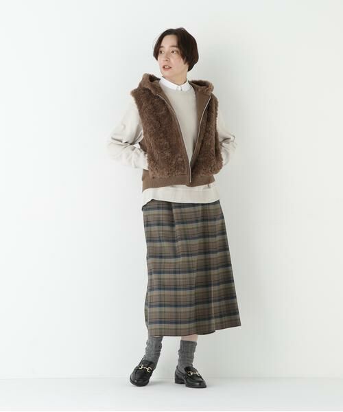 human woman / ヒューマンウーマン アウター | ◆フェイクファージップアップフードベスト | 詳細3