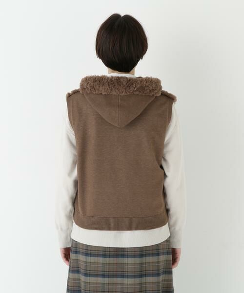 human woman / ヒューマンウーマン アウター | ◆フェイクファージップアップフードベスト | 詳細5