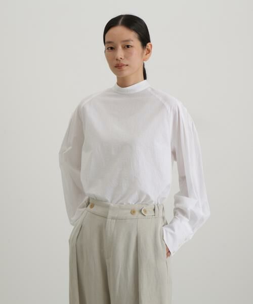 human woman/ヒューマンウーマン 60/‐荒炊き染ラグランブラウス ホワイト M human woman/ヒューマンウーマン 60/‐荒炊き染ラグランブラウス ホワイト M