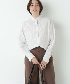 human woman / ヒューマンウーマン シャツ・ブラウス | ストライプローンハイネックシャツ