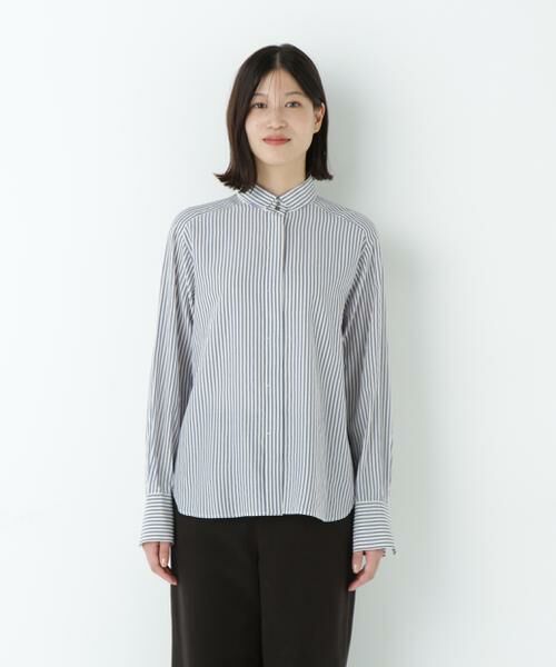 human woman / ヒューマンウーマン シャツ・ブラウス | ストライプローンハイネックシャツ | 詳細9