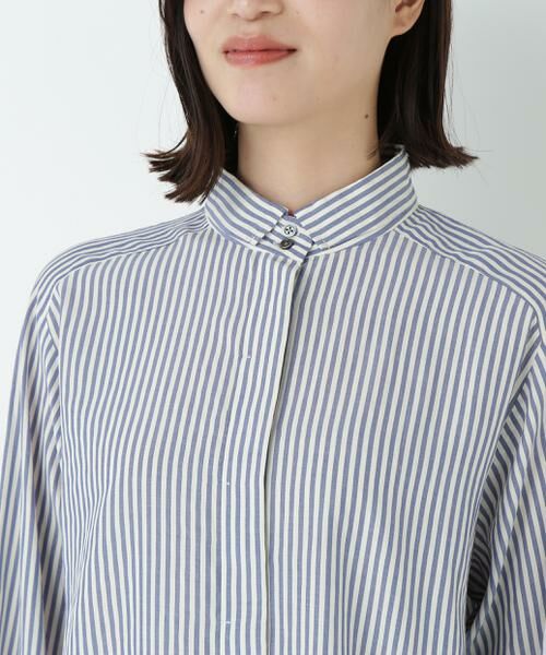 human woman / ヒューマンウーマン シャツ・ブラウス | ストライプローンハイネックシャツ | 詳細12