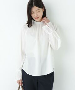 human woman / ヒューマンウーマン シャツ・ブラウス | 袖チェックジャガードブラウス