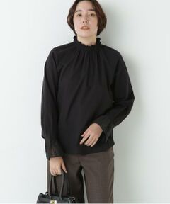 human woman / ヒューマンウーマン シャツ・ブラウス | 袖チェックジャガードブラウス