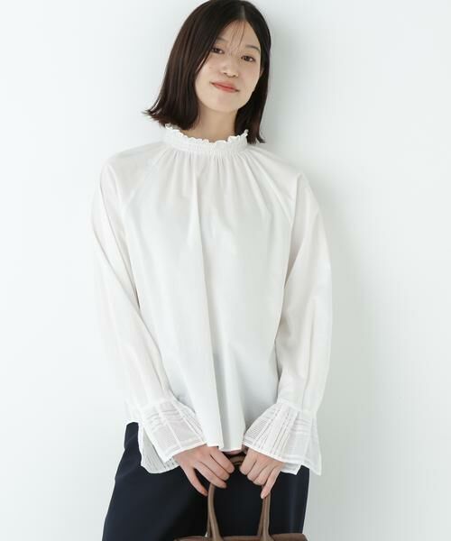 human woman / ヒューマンウーマン シャツ・ブラウス | 袖チェックジャガードブラウス | 詳細2