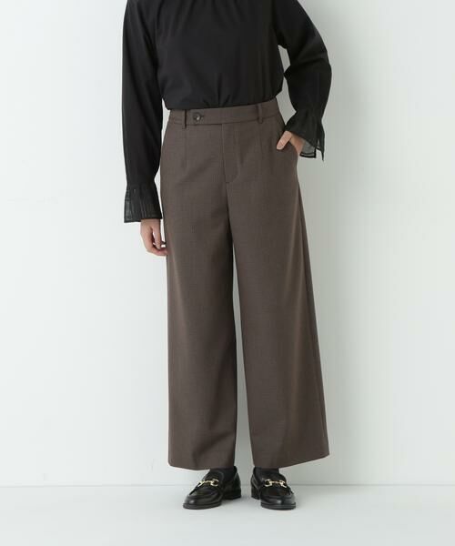 human woman/ヒューマンウーマン 裏起毛セミワイドパンツ ブラウンチェック3 M human woman/ヒューマンウーマン 裏起毛セミワイドパンツ ブラウンチェック3 M